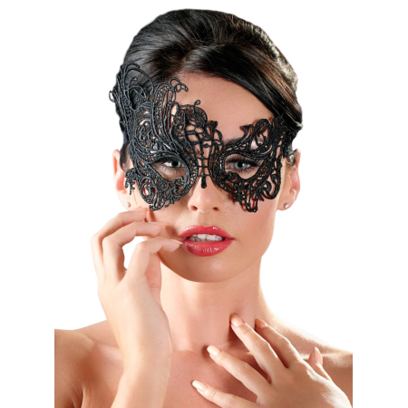 Cottelli Collection Embroidered Eye Mask Elegant Black Lace Design