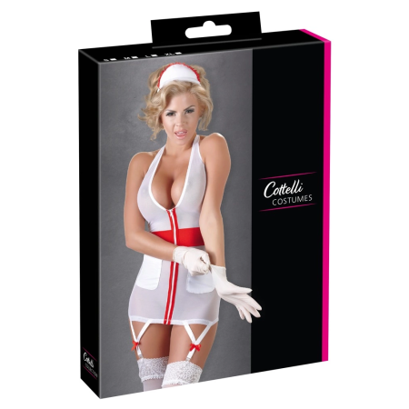 Cottelli Collection Nurse M Costume Set with Headband, White/Red, M
