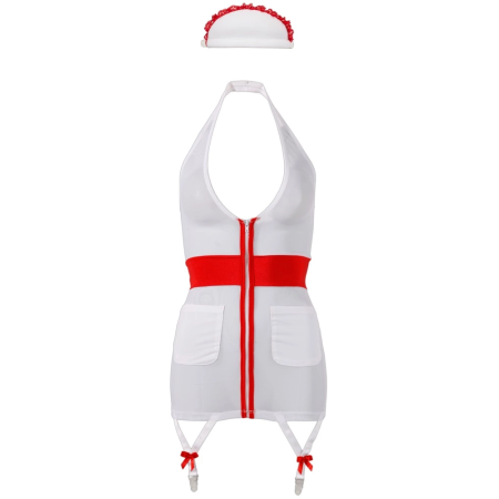 Cottelli Collection Nurse S Costume with Headband and Suspenders, White/Red