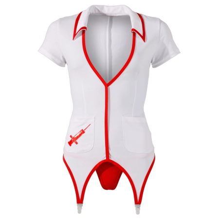 Cottelli Collection Nurse Uniform L - White & Red, Short Sleeve, Adjustable Straps