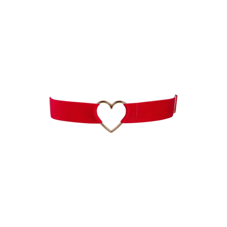 Obsessive Elianes Red Adjustable Garter with Gold Heart Accent