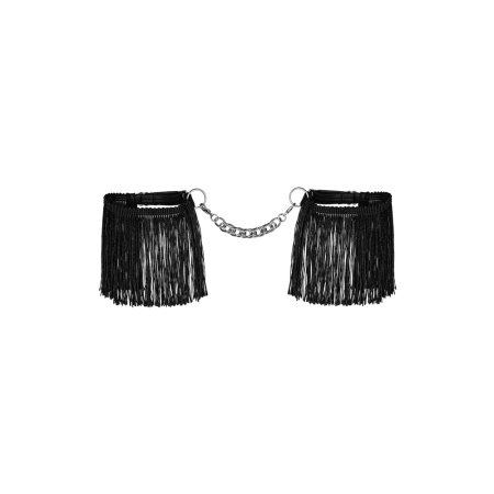 Obsessive Sherila Black Fringed Adjustable Wrist Cuffs