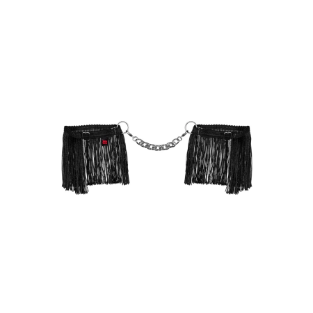 Obsessive Sherila Black Fringed Adjustable Wrist Cuffs