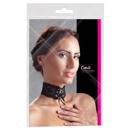 Svenjoyment Choker Lace Black Adjustable Satin Lacing 32cm
