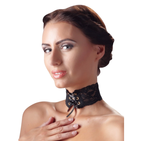 Svenjoyment Choker Lace Black Adjustable Satin Lacing 32cm