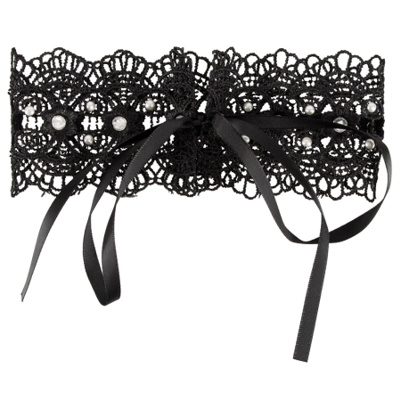 Cottelli Collection Black Choker Embroidered with Pearls & Rhinestones 36cm
