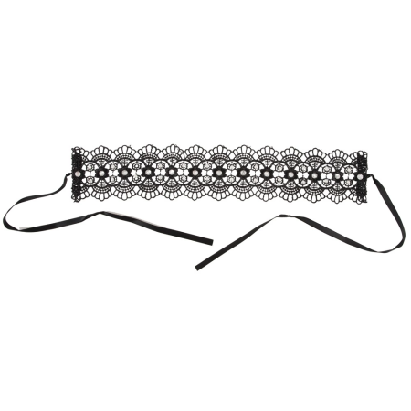Cottelli Collection Black Choker Embroidered with Pearls & Rhinestones 36cm