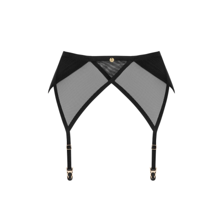 Obsessive Nesari Garter Belt M/L Black Mesh & Gold Details