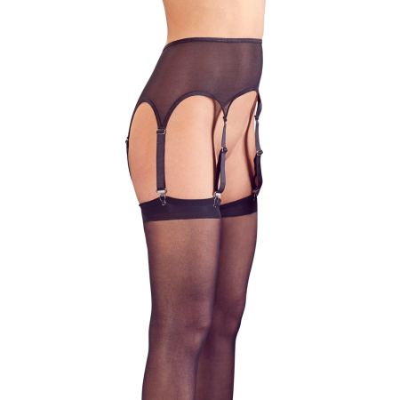 Cottelli Collection Suspender Belt Black S/M with Stockings Set