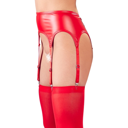 Cottelli Collection Suspender Belt Red L/XL with Matching Stockings
