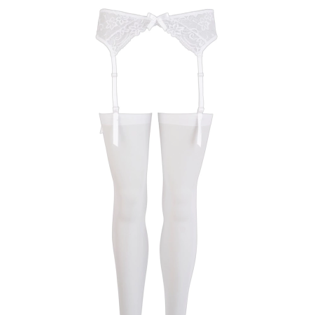 Cottelli Collection Lace Suspender Belt White S/M - Elegant Lingerie Set