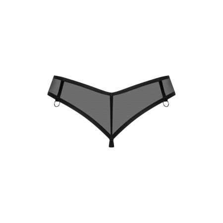 Obsessive Glandez Thong XS/S - Transparent Black with Decorative Details