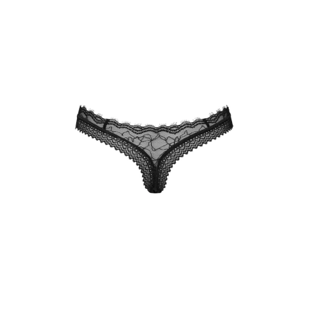 Obsessive Medilla Lace Thong XS/S Black - Delicate Eyelash Lace Finish
