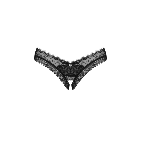 Obsessive Medilla Lace Panty XS/S Open Crotch Black Eyelash Detail