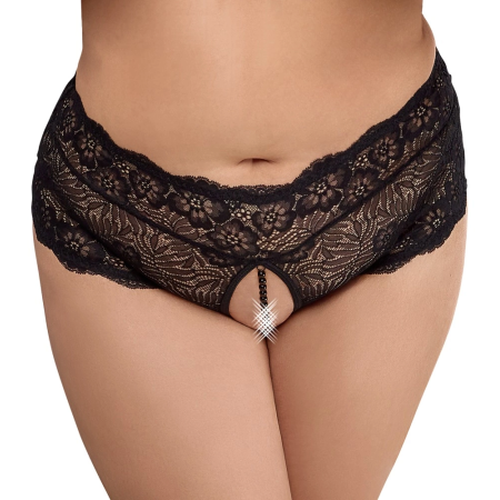 Cottelli CURVES Panties XL Black Lace with Decorative Pearl Detail