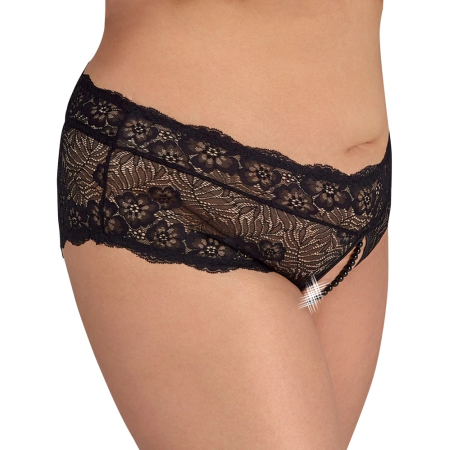 Cottelli CURVES Panties XL Black Lace with Decorative Pearl Detail