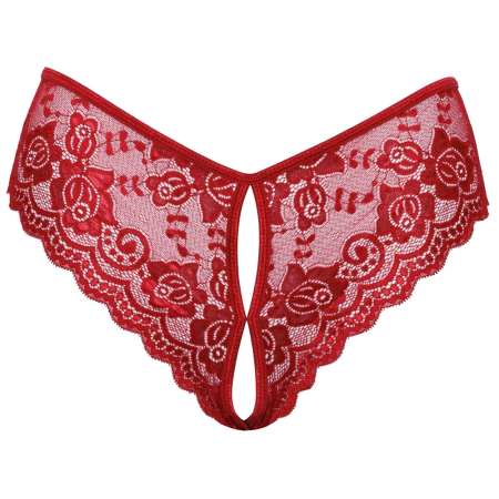 Cottelli Lingerie Lace Panty Red S with Satin Ribbon Lacing