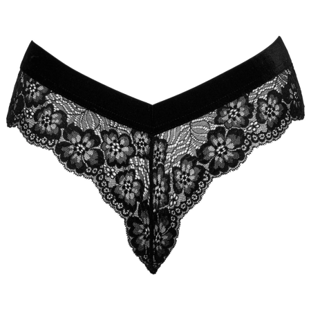 Cottelli LINGERIE Lace Panties with Velvet Waistband and Removable Chain S