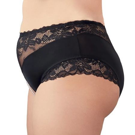 Cottelli Collection Pearl Briefs Black 4XL - Lace Insert & Pearl Detail