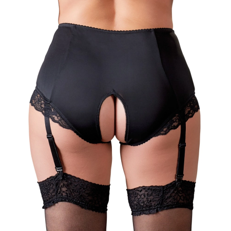 Cottelli Collection Suspender Briefs XL with Lace Detailing, Black