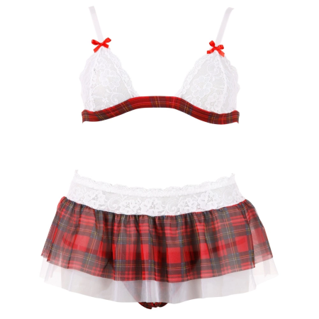 Cottelli Collection Top & Skirt Set Red Checkered S