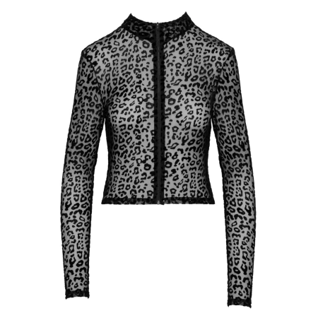 Noir Handmade Top Leo XL - Semi-Transparent Mesh, Leopard Pattern