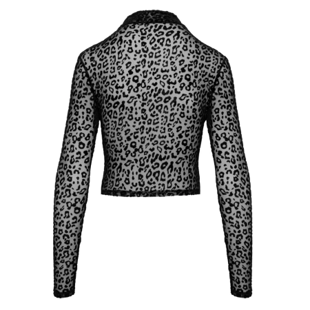 Noir Handmade Top Leo XL - Semi-Transparent Mesh, Leopard Pattern