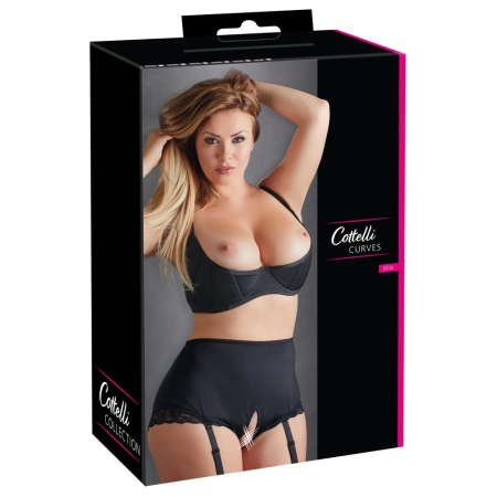 Cottelli Collection Shelf Bra 95E - Padded Support, Black Finish