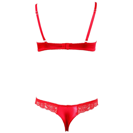 Cottelli Collection Lingerie Half-Cup Bra Set Red 80B/M Premium Satin