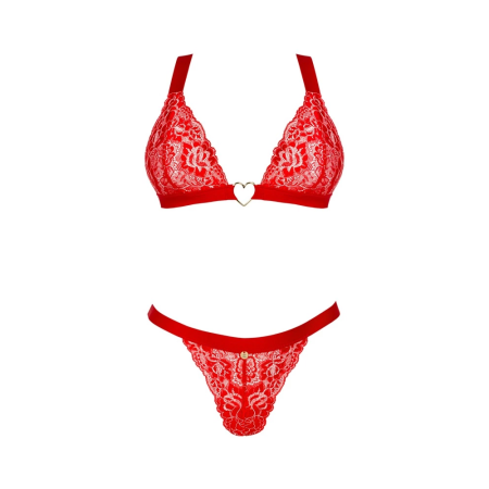 Obsessive Elianes Lingerie Set XL/2XL Red Lace, Adjustable Straps