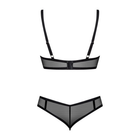Obsessive Glandez Set XL/2XL Black Sheer Bra & Thong Adjustable Fit