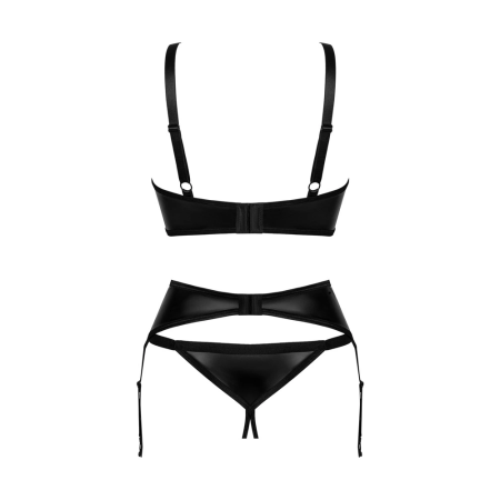 Obsessive Armares Lingerie Set XS/S Wet Look 3-Piece Adjustable