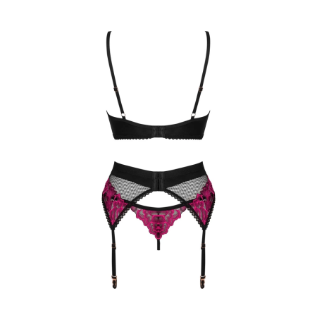 Obsessive Rosenty 3-Piece Lingerie Set Black Lace XS/S Adjustable