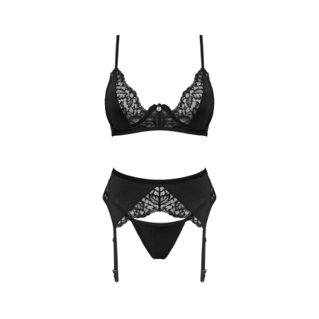 Obsessive Bellastia 3-Piece Lingerie Set M/L Black Lace Design