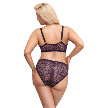 Cottelli CURVES Lace Lingerie Set Purple 4XL Adjustable Closure