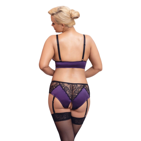 Cottelli CURVES Satin & Lace Lingerie Set Purple/Black 4XL Adjustable