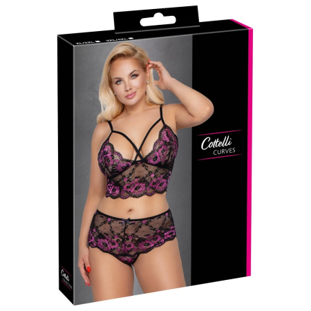 Cottelli Curves Lace Bra Set 3XL/4XL - Soft Two-Tone Floral Design