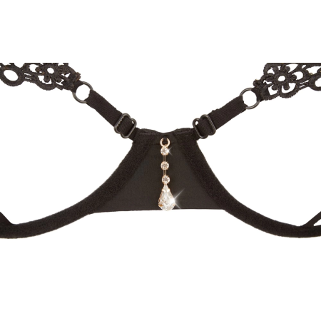 Cottelli Collection Minimalistic Bra Set S Embroidered Straps & G-String