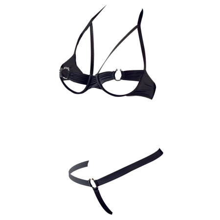 Cottelli Collection Bra Set 80B/M Black with Metal Ring Details