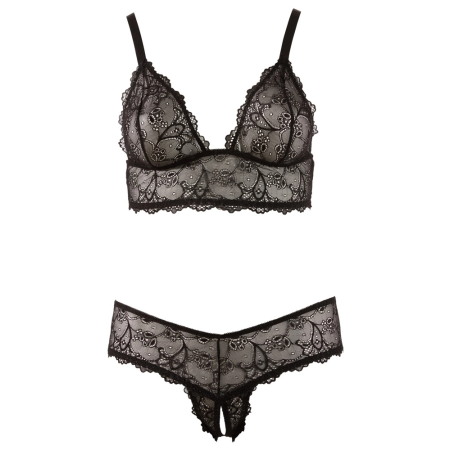 Cottelli Collection Lace Lingerie Set Black XL Adjustable Straps