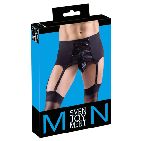 Svenjoyment Men's XL Suspender Belt with Decorative Lace Insert