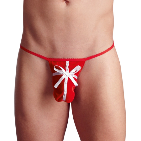 Cottelli Collection Men's Red Velvet String S-L with Satin Bow