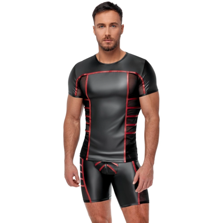 NEK Men's Shirt Black/Red XL - Matte Finish & Mesh Insert Design