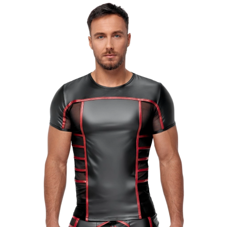 NEK Short-Sleeved Shirt Black/Red Mesh Panels Size M