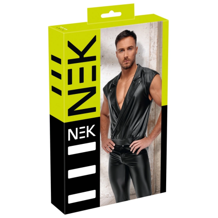 NEK Matte Black Men's Shirt M - Modern Biker Style, Stretch Comfort