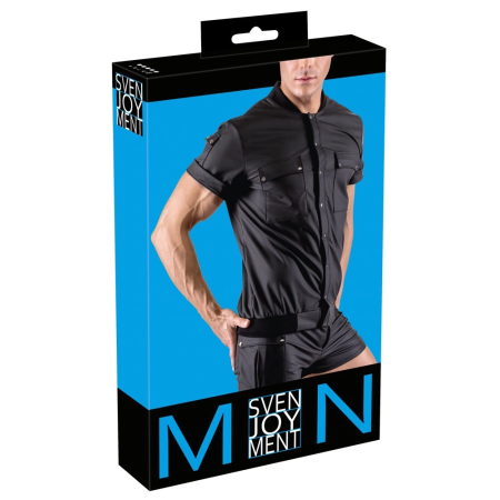 Svenjoyment Shirt Blouson M Black Matte with Press Stud Pockets