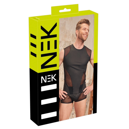 NEK Men's Sleeveless XL Shirt Matte Look & Mesh Black Performance
