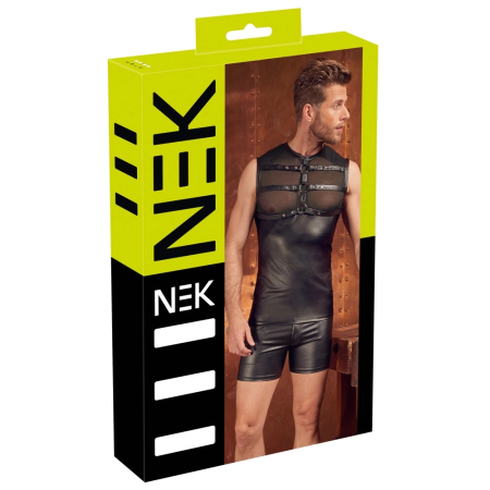 NEK Men's Matte Look Harness Top S - Powernet & Stretch Design