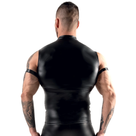 Svenjoyment Bondage Men's Matte Black Top XL with Adjustable Harness