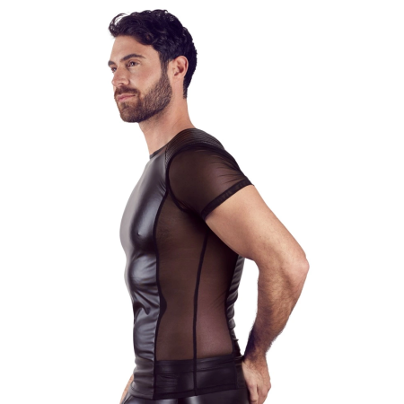 Cottelli Collection Men's Matte Look Biker Shirt Size M Black